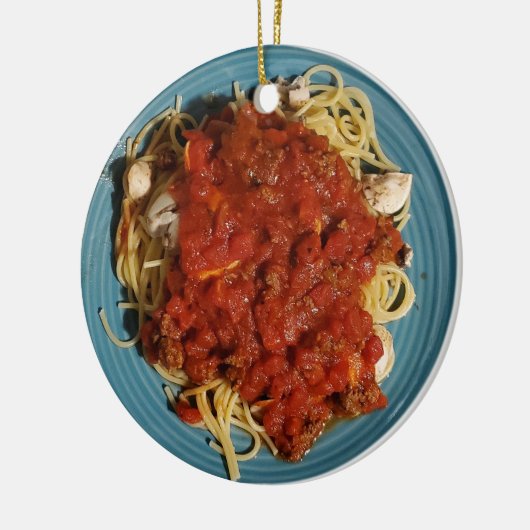 Personalisierte Spaghetti Weihnachten Keramik Ornament (Links)