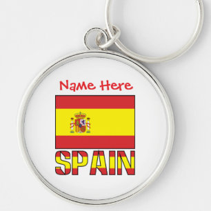 Personalisierte Spanienflagge Heritage Runde Metal Schlüsselanhänger