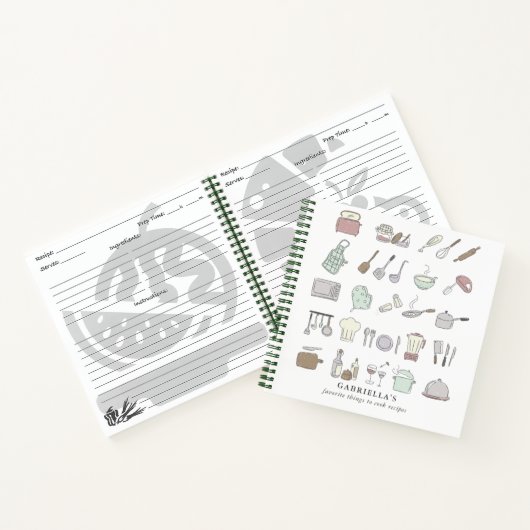 Personalisierte Spaß Kochsymbole Rezept Notebook Notizblock (Innenseite)