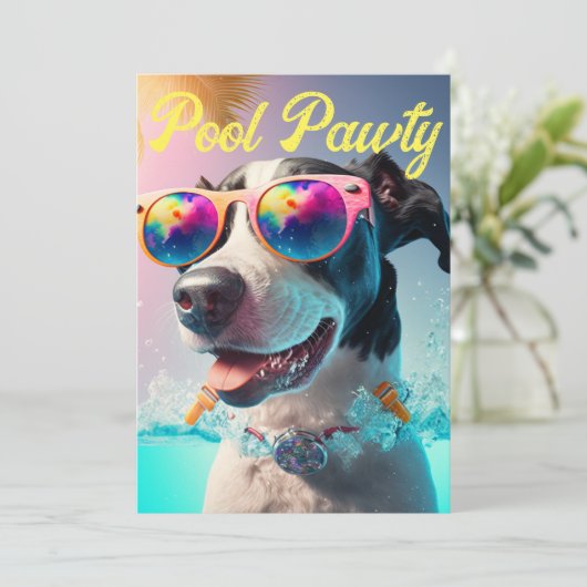 Personalisierte Special Pool Pawty für Ihr Dog-Par Einladung (Stehend Vorderseite)
