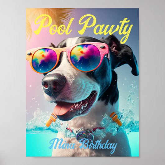 Personalisierte Special Pool Pawty für Ihr Dog-Par Poster (Vorne)