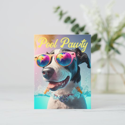 Personalisierte Special Pool Pawty für Ihr Dog-Par Postkarte (Stehend Vorderseite)