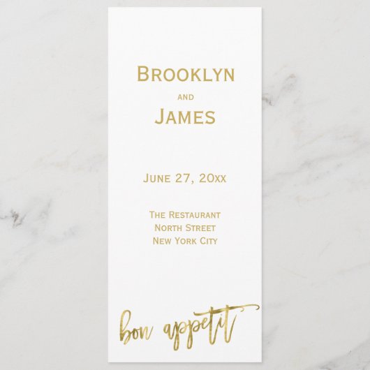 Personalisierte Speisekarte für Hochzeiten von Wei Menükarte (Rückseite)