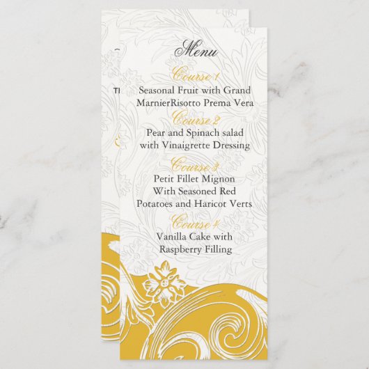 personalisierte Speisekarten mit gelber Blume Menükarte (Vorne/Hinten)