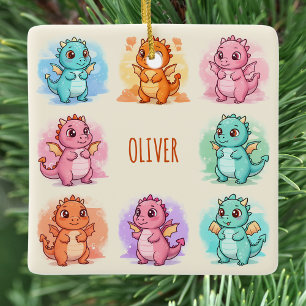 Personalisierte Spielende Baby-Drachen Keramikornament
