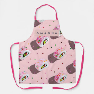 Personalisierte Spielerei Rosa Sushirolle Schürze