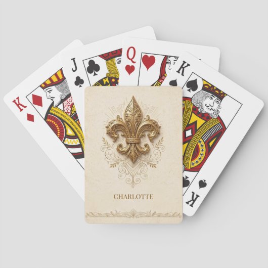 Personalisierte Spielkarten • Elegante Fleur-de-Li (Rückseite)