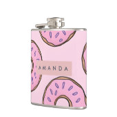 Personalisierte Spielzeug-Pastell-Rosa Donut Flachmann (Links)