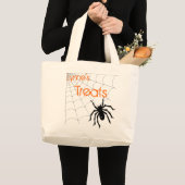 Personalisierte Spinnen-Halloween-Leckerei-Tasche Jumbo Stoffbeutel (Vorderseite (Produkt))
