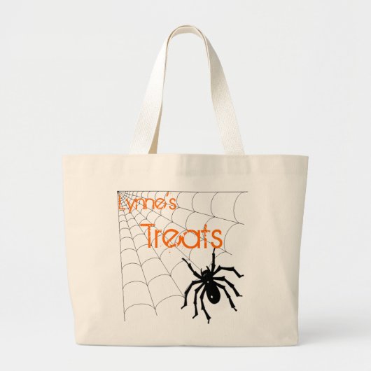 Personalisierte Spinnen-Halloween-Leckerei-Tasche Jumbo Stoffbeutel (Vorne)