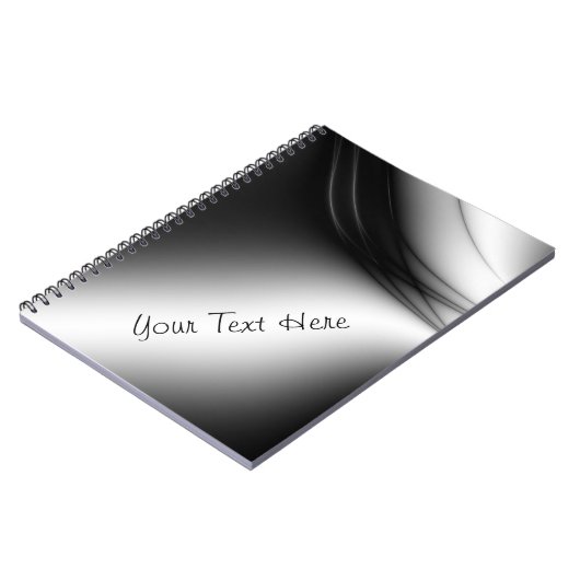 Personalisierte Spiralschrift in Schwarz und Weiß Notizblock (Linke Seite)