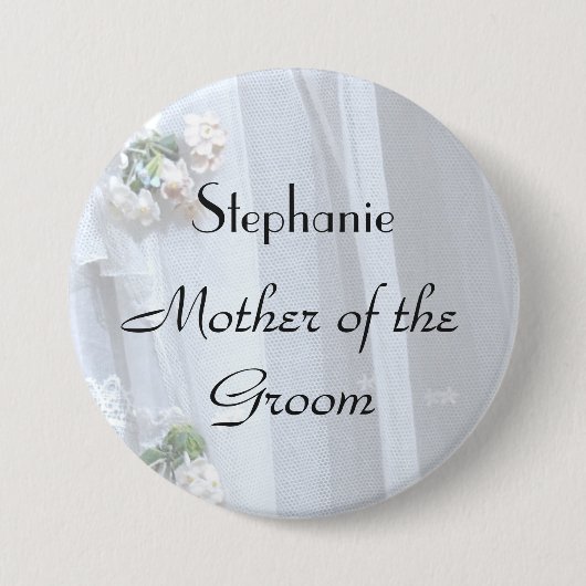 Personalisierte Spitze Mutter des Bräutigams Knopf Button (Vorderseite)