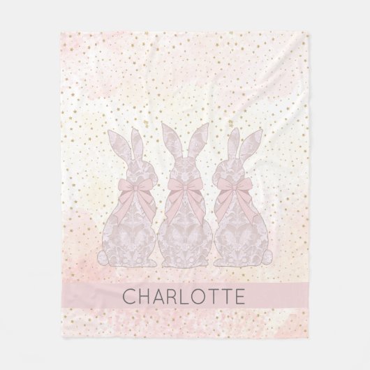 Personalisierte Spitzen Bunny Osterblanket Fleecedecke (Vorderseite)