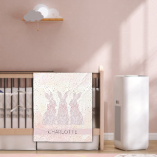 Personalisierte Spitzen Bunny Osterblanket Fleecedecke