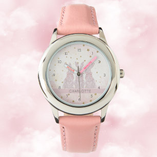 Personalisierte Spitzen-Bunny-Osterkids-Uhr Armbanduhr