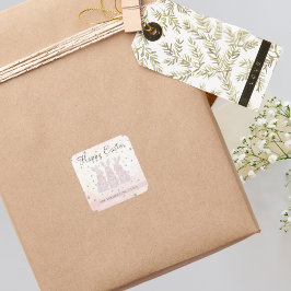 Personalisierte Spitzen-Bunny-Osterkleber Quadratischer Aufkleber