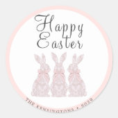 Personalisierte Spitzen-Bunny-Osterkleber Runder Aufkleber (Vorderseite)