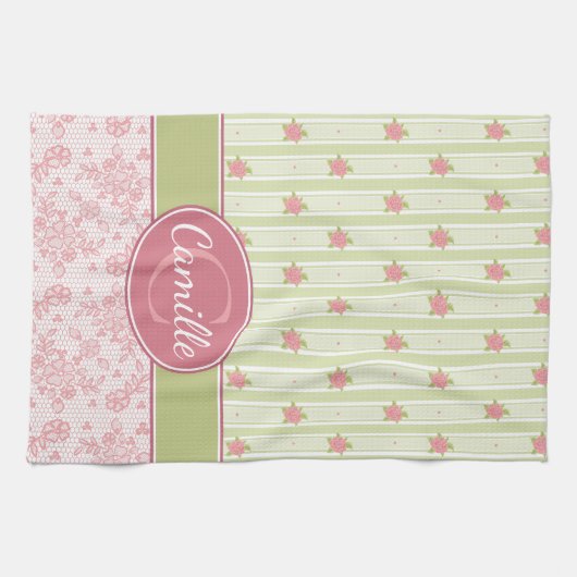 Personalisierte Spitzen- und Englischgarten Geschirrtuch (Horizontal)