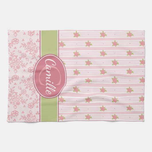 Personalisierte Spitzen- und Englischgarten Geschirrtuch (Horizontal)