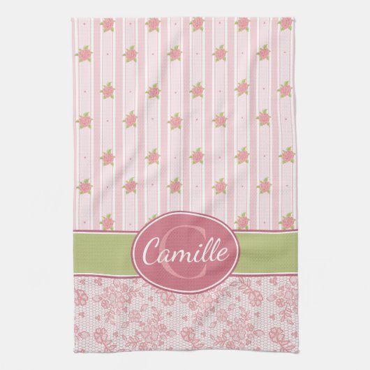 Personalisierte Spitzen- und Englischgarten Geschirrtuch (Vertikal)