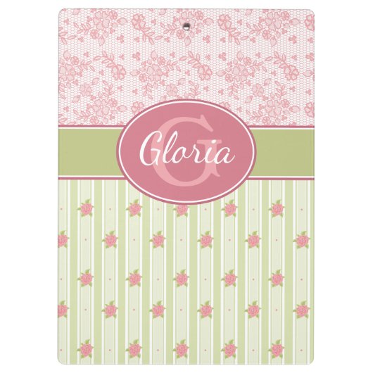 Personalisierte Spitzen- und Englischgarten Klemmbrett (Rückseite)