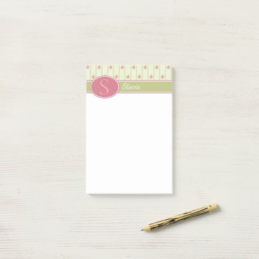 Personalisierte Spitzen- und Englischgarten Post-it Klebezettel (Auf Schreibtisch)