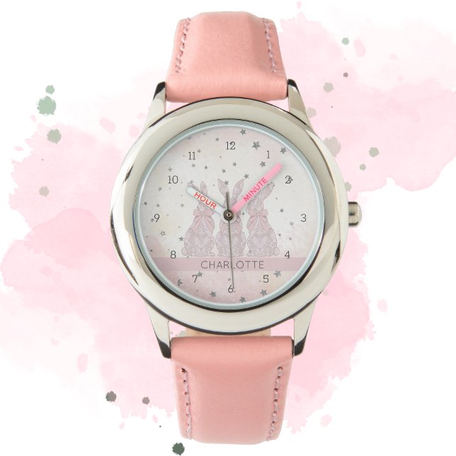 Personalisierte Spitzenbunny Kids-Uhr Armbanduhr (Personalized Lace Bunny Kids' Watch)