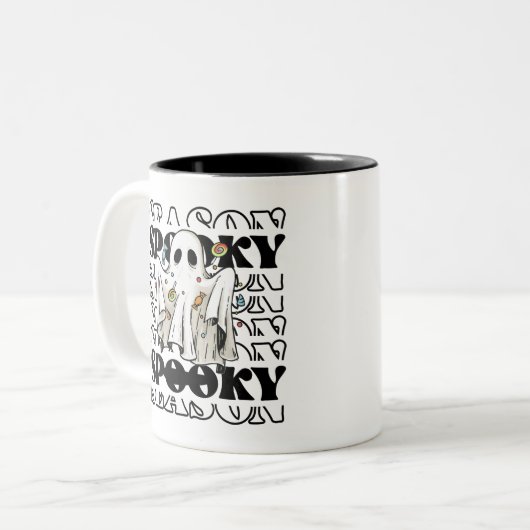 PERSONALISIERTE SPOOKSAISON Halloween Niedlich Gho Zweifarbige Tasse (Vorderseite Links)