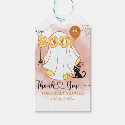 Personalisierte Spooky Boo Babydusche Geschenkarti Geschenkanhänger (Vorderseite)