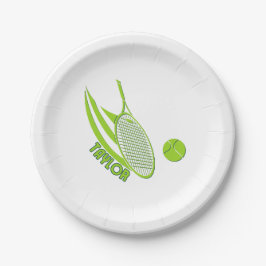 Personalisierte Sportarten mit Namen Tennis Pappteller