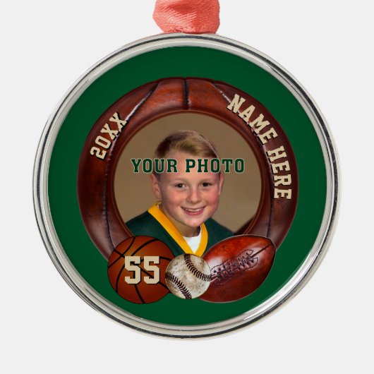 Personalisierte Sportschmuck Ihr FOTO, TEXT Ornament Aus Metall (Vorne)