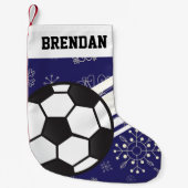 Personalisierte Sportsstreifen Fußball Ball Blau Kleiner Weihnachtsstrumpf (Vorderseite)