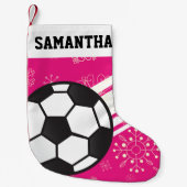 Personalisierte Sportstreifen Fußball-Ball Pink Kleiner Weihnachtsstrumpf (Vorderseite)