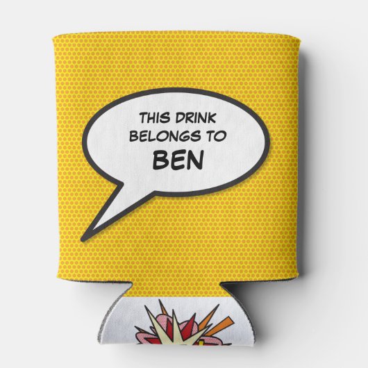 Personalisierte Sprechblase Funny Comic Buch Dosenkühler (Rückseite)