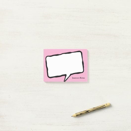 Personalisierte Sprechblase rosa Post-it® Notizen (Auf Schreibtisch)