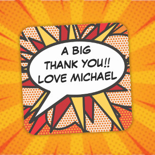 Personalisierte Sprechblase Spaß Modernes Comic Bu Quadratischer Aufkleber