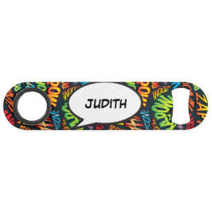 Personalisierte Sprechblasen-Spaß Retro-Comic-Book Speedflaschenöffner