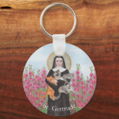 Personalisierte St Gertrude Schutzpatron von Cats Schlüsselanhänger (Vorderseite)