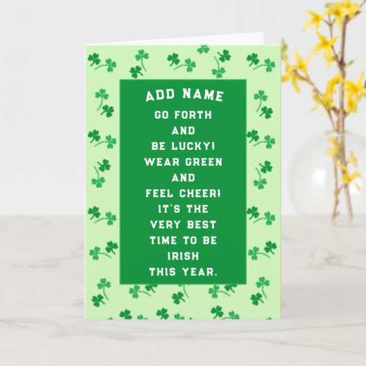 Personalisierte St. Patrick's Day Card Karte (Gelbe Blume)