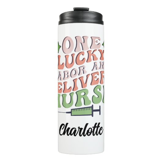 Personalisierte St. Patrick's Day Nurse Thermosbecher (Vorderseite)