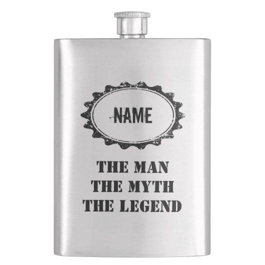 Personalisierte Stahlflasche für den Mann Mythos L Flachmann (Vorderseite)