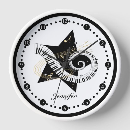 Personalisierte Star Golden Notes Wanduhr (Vorderseite)