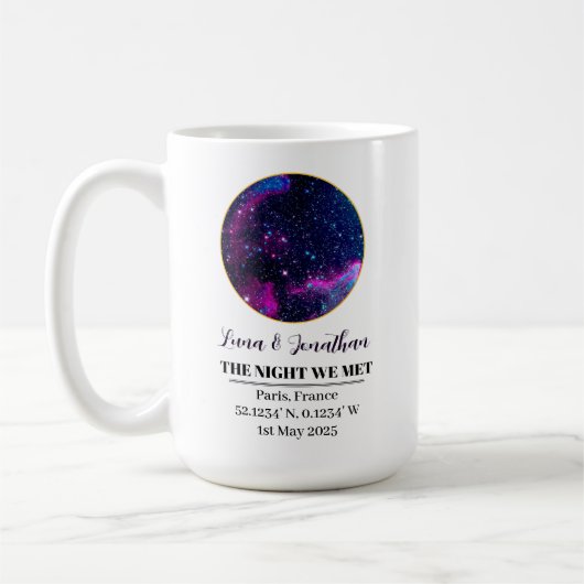 Personalisierte Star Map Tasse: Die Nacht, die wir Kaffeetasse (Links)