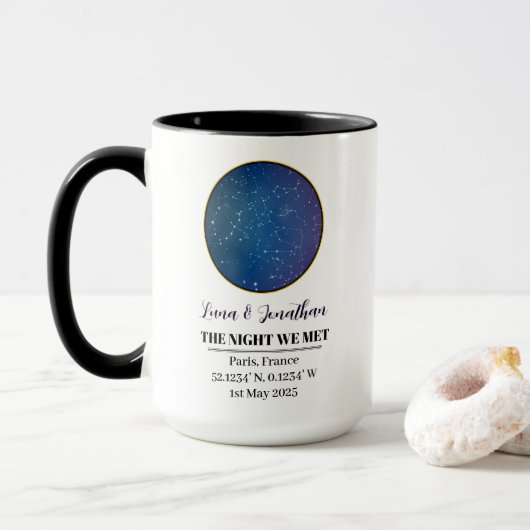 Personalisierte Star Map Tasse: Die Nacht, die wir Tasse (Mit Donut)