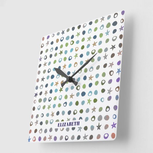 Personalisierte Starfish & Muscheln Quadratische Wanduhr (Winkel)