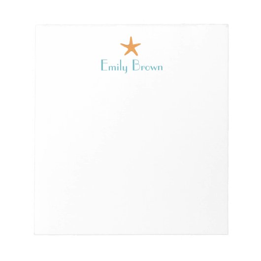 Personalisierte Starfish Summer Notepad Notizblock (Vorderseite)