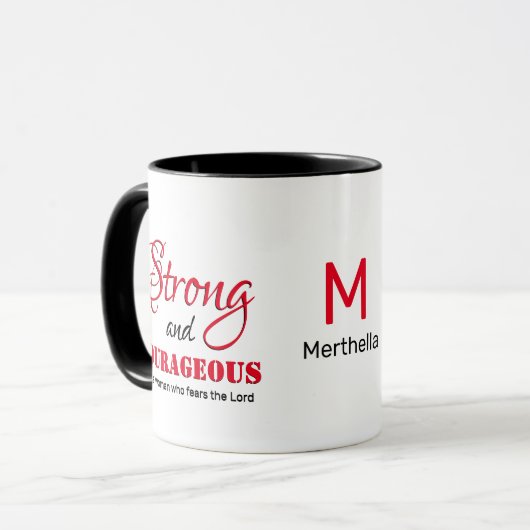 Personalisierte STARKE COURAGEOUS FRAU Christlich Tasse (Vorderseite Links)