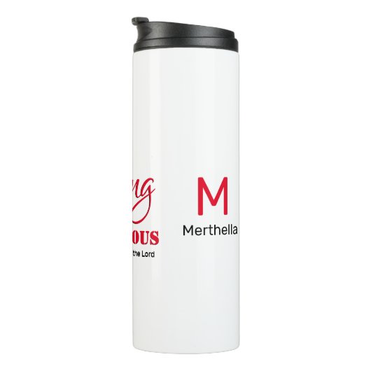 Personalisierte STARKE COURAGEOUS FRAU Christlich Thermosbecher (Nach rechts gedreht)