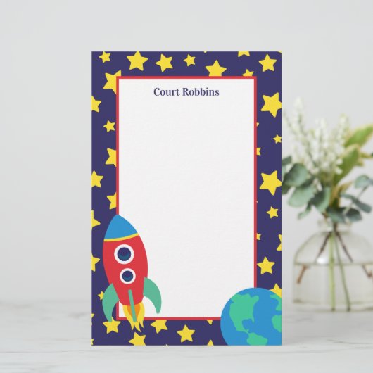 Personalisierte Stationierung von Space Rocket (Stehend Vorderseite)