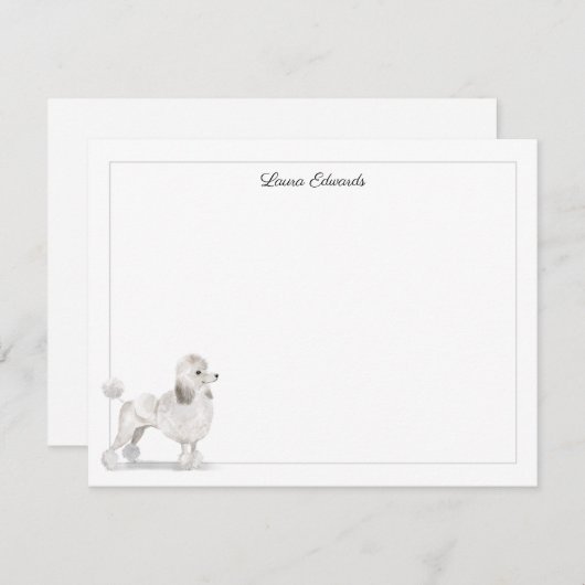 Personalisierte Stationierung von White Poodle Gra Mitteilungskarte (Vorne/Hinten)